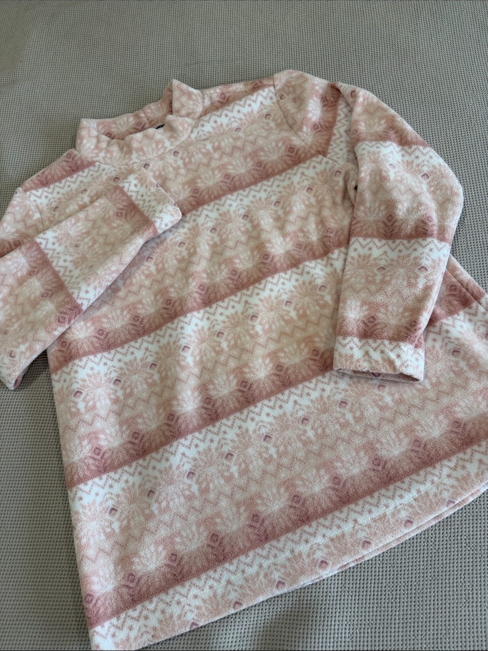 croft & barrow Pink and Cream Patterned Girls' Fleece Pullover